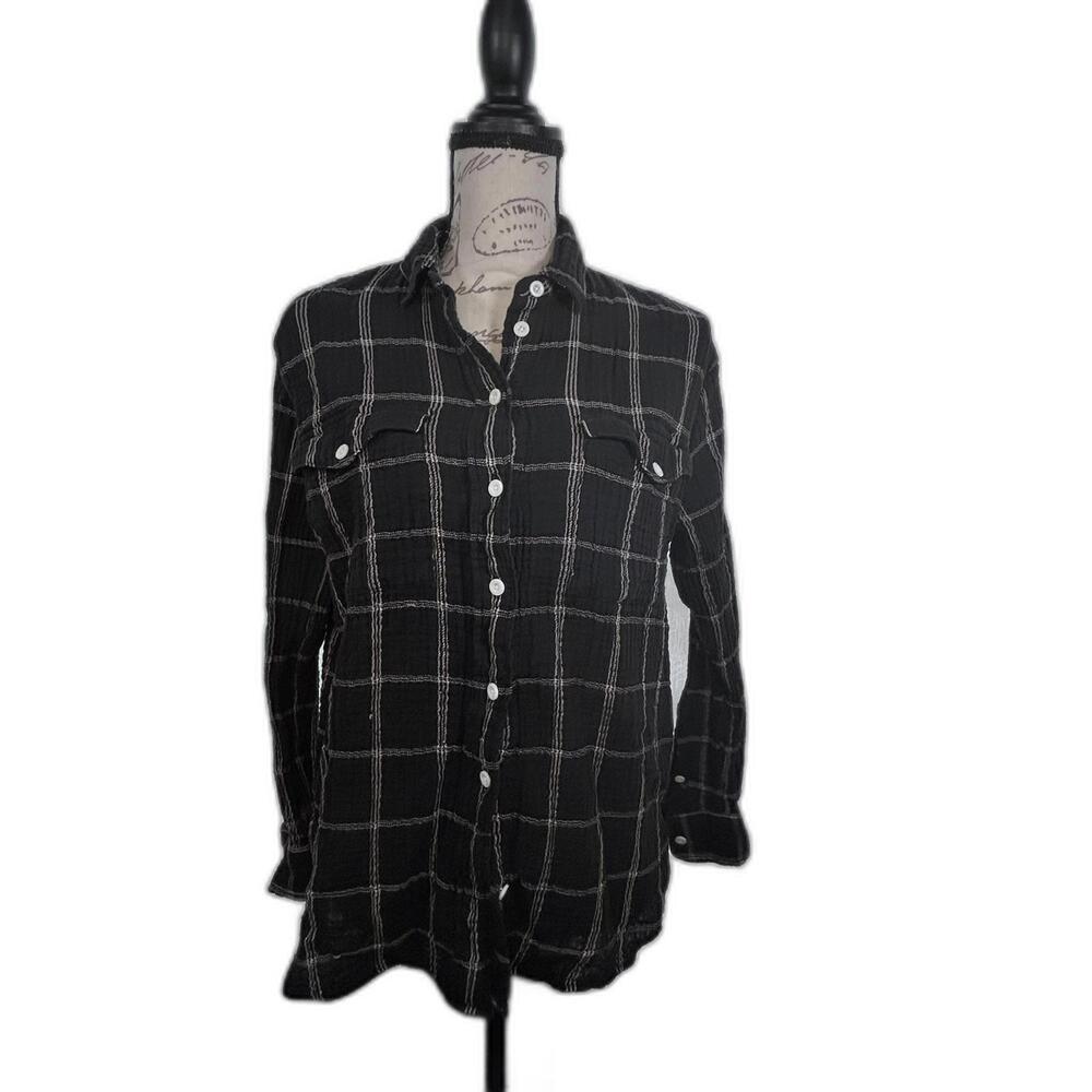 Madewell Lightspun black and white checkered button up shirt Women's size S